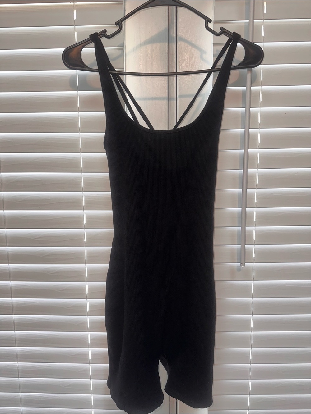 Fashion Nova Black Ribbed Strappy Mini Romper Dress